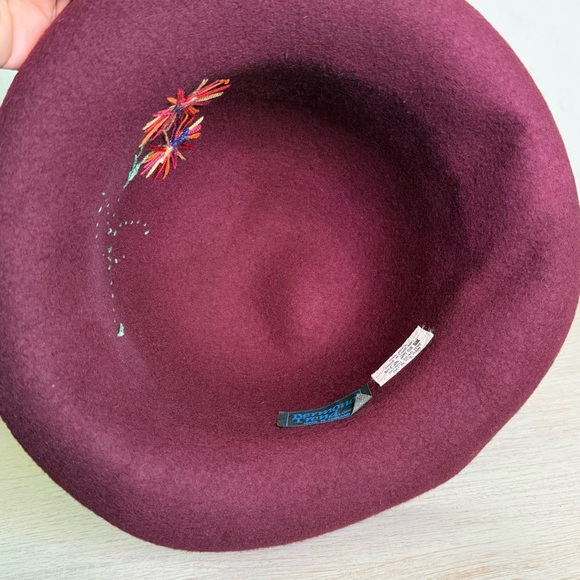 Vintage Bermona Trend Wool Cloche Hat Roll Brim Floral Embroidered Boho Chic M‎ main image 4